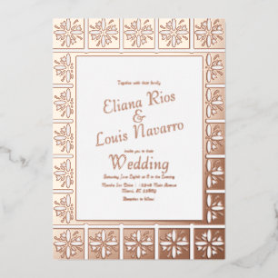 Invitation En Aluminium Talavera Mexique espagnol Mariage d'or Pressé 