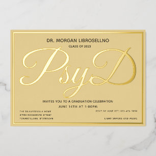 Invitation En Aluminium Tan Gold PsyD Graduation