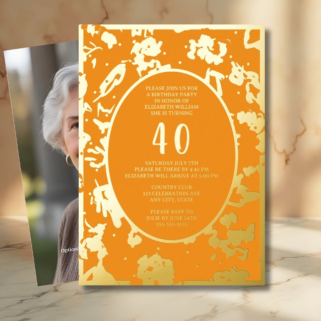 Invitation En Aluminium Tangerine moderne Abstraite 40e anniversaire Modèl (Créateur téléchargé)