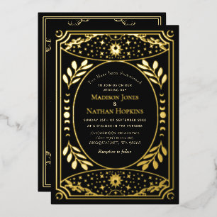 Invitation En Aluminium Tarot Vintage Or Doré Mariage Gothique