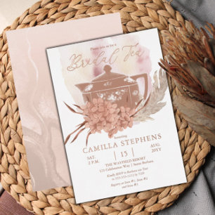 Invitation En Aluminium Teapot   Hydrangeas   Thé nuptial en herbe Pampas
