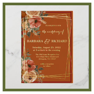 Invitation En Aluminium Terracotta Boho Automne Floral Aquarelle