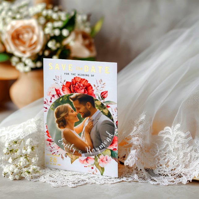 Invitation En Aluminium Terracotta Burgundy Blush Floral Wedding Photo  (Créateur téléchargé)