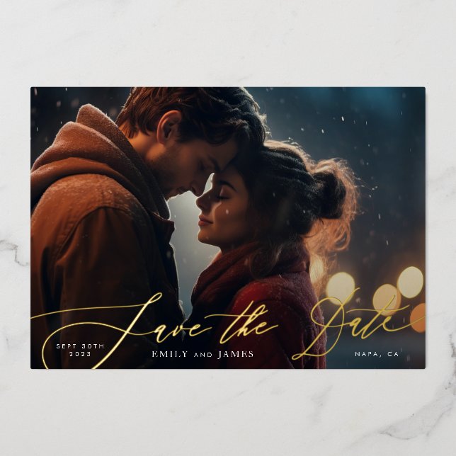 Invitation En Aluminium Terracotta Orange Elegant Boho Gold Mariage Photo (Recto)