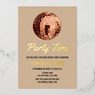 Invitation En Aluminium Terracotta Retro les années 70 Disco Ball Annivers