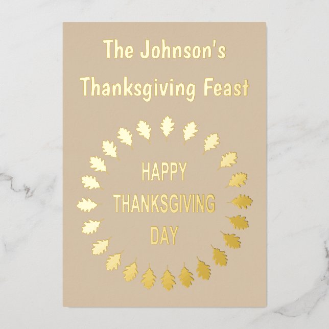 Invitation En Aluminium Thanksgiving Chêne Feuilles Fête personnalisée inv (Recto)