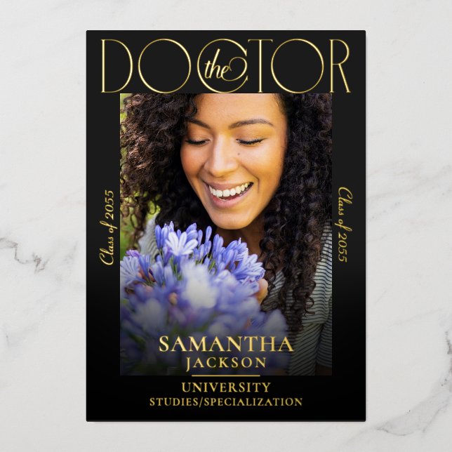 Invitation En Aluminium The Doctor Doctoral Graduation Chic Photo Magazine (Recto)