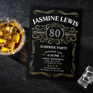 Invitation En Aluminium Thème Anniversaire Surprise Whisky Vintage Tout Âg
