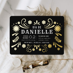 Invitation En Aluminium Thème de fête d'anniversaire Día de los Muertos