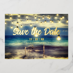 Invitation En Aluminium Thème de plage océanique Enregistrer la date
