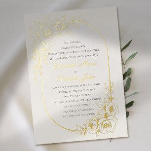 Invitation En Aluminium Thème de rose trésor écru formel classique mariage