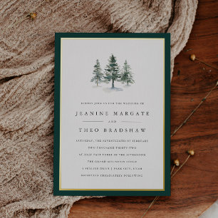 Invitation En Aluminium Timber Grove Mariage de l'arbre de pin d'hiver