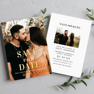 Invitation En Aluminium Timeless Gold Type Mariage Photo Enregistrer notre