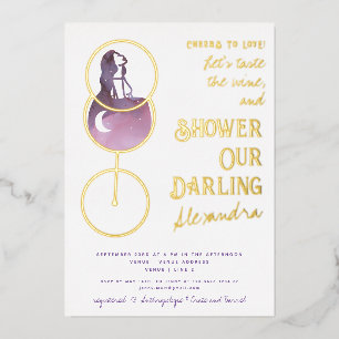 Invitation En Aluminium Toast à l'Amour Dégustation de Vins Élégant Shower