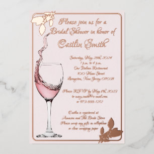 Invitation En Aluminium Toast floral pour la douche de mariée, rose blush,