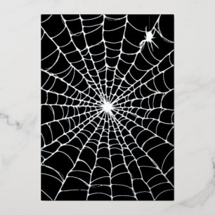 Invitation En Aluminium Toile d'araignée noire argent Halloween