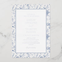 Toile de Jouy victorienne bleu français mariage cl