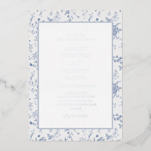 Invitation En Aluminium Toile victorienne Français Bleu Classique Mariage 
