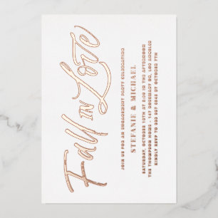 Invitation En Aluminium Tomber dans l'amour Letter Rose Gold Engagement Pa