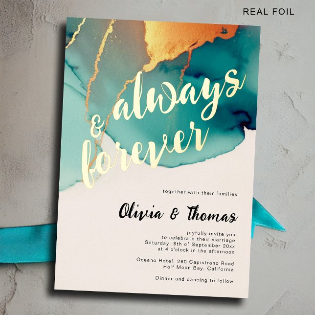 Invitation En Aluminium Toujours Turquoise Orange moderne Mariage de autom (always forever orange teal fall wedding invitation minimalist modern elegant bohemian romantic class)