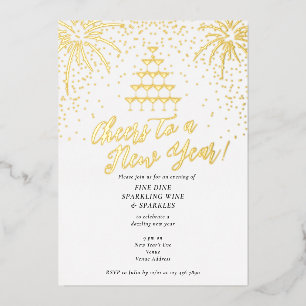 Invitation En Aluminium Tour Champagne Nouvel An Dîner De Réveillon Cockta