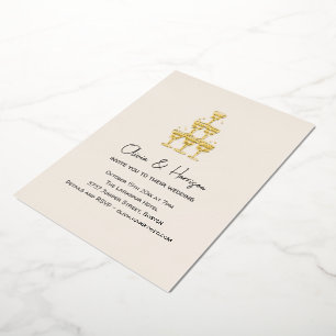 Invitation En Aluminium Tour de champagne à nœud dessiné à la main Mariage