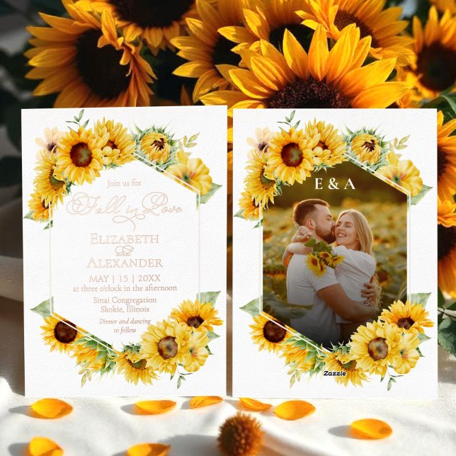 Invitation En Aluminium Tournesol Automne Chute en Amour Photo Mariage Rea (Créateur téléchargé)