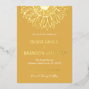 Invitation En Aluminium Tournesol Jaune Mariage Floral moderne
