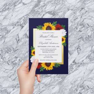 Invitation En Aluminium Tournesol Rose Automne Floral Baby Shower de Maria