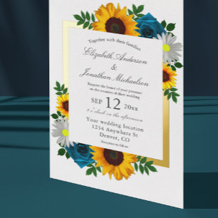 Invitation En Aluminium Tournesol Rose Daisy Fleurs de Mariage