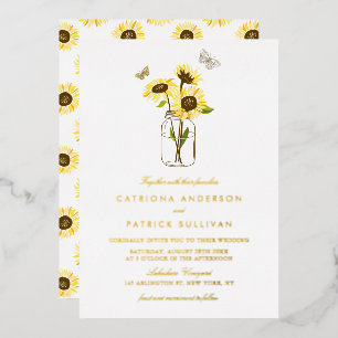 Invitation En Aluminium Tournesols dans un mariage rustique de jarres de m