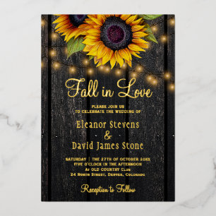 Invitation En Aluminium Tournesols "Tombez amoureux" mariage rustique écri