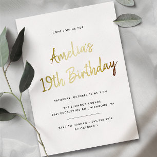 Invitation En Aluminium Tous âges Simple Anniversaire Minimaliste Blanc
