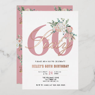 Invitation En Aluminium Tout âge Élégant moderne Dusty Rose Floral