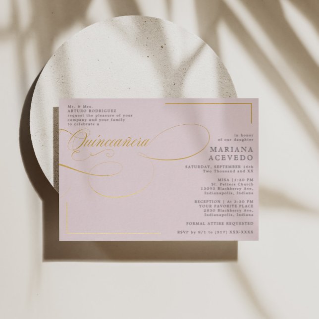 Invitation En Aluminium Tradition de script classique Mot de Quinceañera r (Créateur téléchargé)