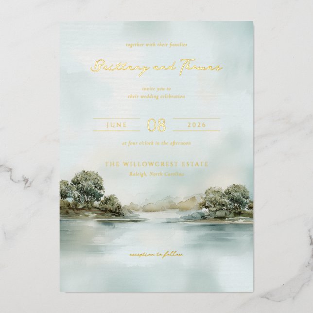 Invitation En Aluminium Tranquil Pastel Watercolor Landscape (Recto)