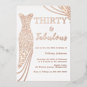 Invitation En Aluminium Trente & Fabuleux ! Robe Rose Gold 30ème Anniversa