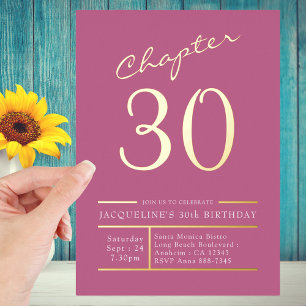 Invitation En Aluminium Trente Fête d'anniversaire 30 ans Or Rose