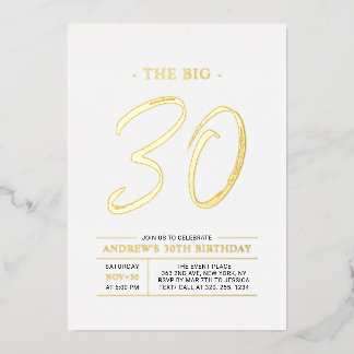 Invitation En Aluminium Trente | Moderne Or Grande Fête d'anniversaire 30