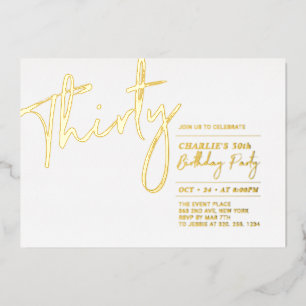Invitation En Aluminium Trente   Soirée d'or moderne 30e anniversaire