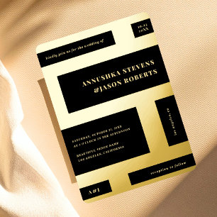 Invitation En Aluminium Très blocs géométriques organisés Photo Mariage Ré