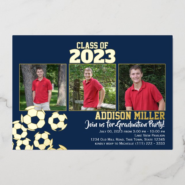 Invitation En Aluminium Tri photo avec choix de couleur (Recto)