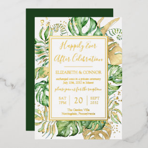 Invitation En Aluminium Tropical Heureux Jamais Après La Réception Elope