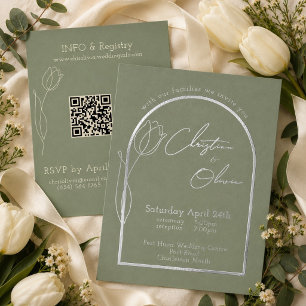 Invitation En Aluminium Tulipe Romantique Sage Mariage Minimaliste Argenté