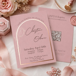 Invitation En Aluminium Tulipe Rouge Romantique Mariage Or Rose