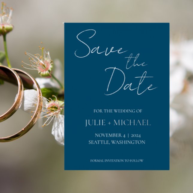 Invitation En Aluminium Turquoise Bleu Simple Style Mariage Enregistrer la (In Situ Wedding)