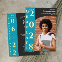 Turquoise Charcoal Photo Modern Graduation Party