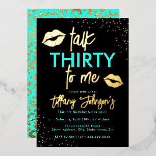 Invitation En Aluminium Turquoise Gold Talk Trente To Me Leopard 30e