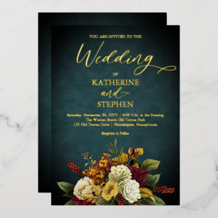 Invitation En Aluminium Turquoise rustique   Orange   Mariage de bouquet d