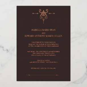 Invitation En Aluminium Twilight Dark Bella et Edward Mariage